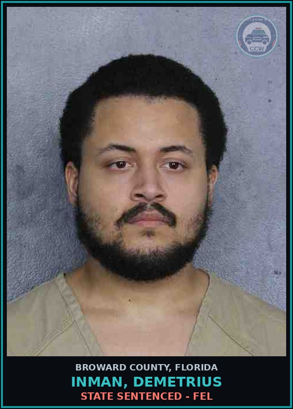 Booking mugshot of INMAN, DEMETRIUS in Broward County