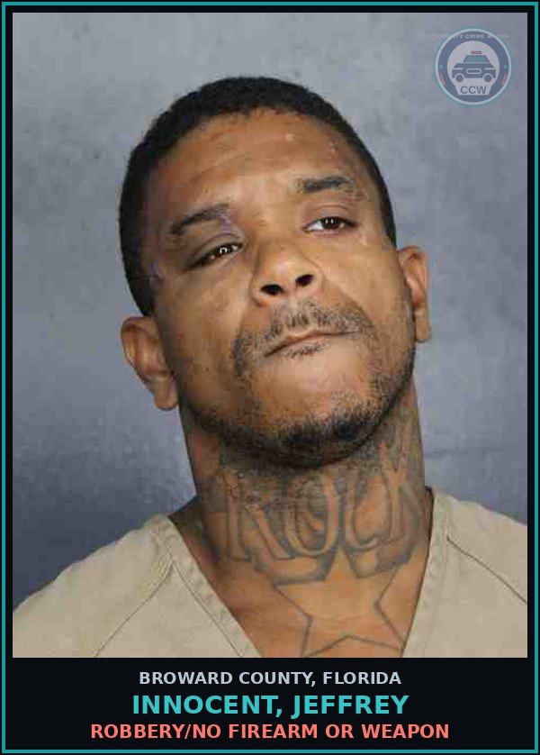 Booking mugshot of INNOCENT, JEFFREY in Broward County