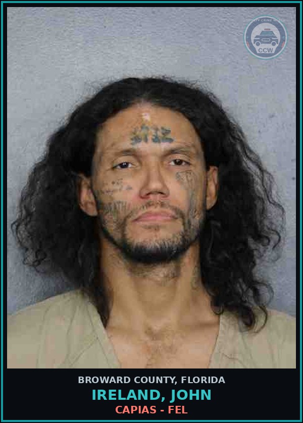 Booking mugshot of IRELAND, JOHN in Broward County