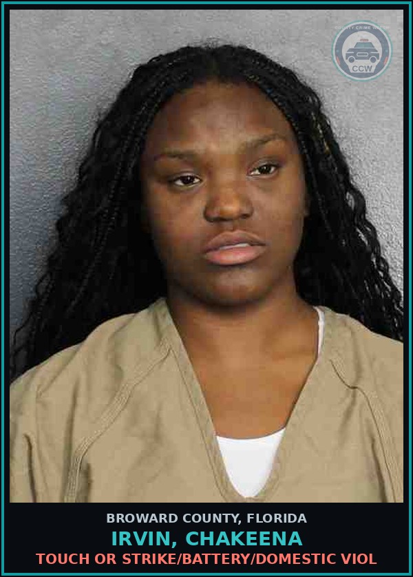 Booking mugshot of IRVIN, CHAKEENA in Broward County