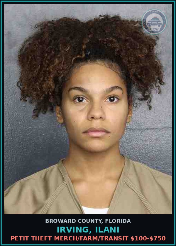 Booking mugshot of IRVING, ILANI in Broward County