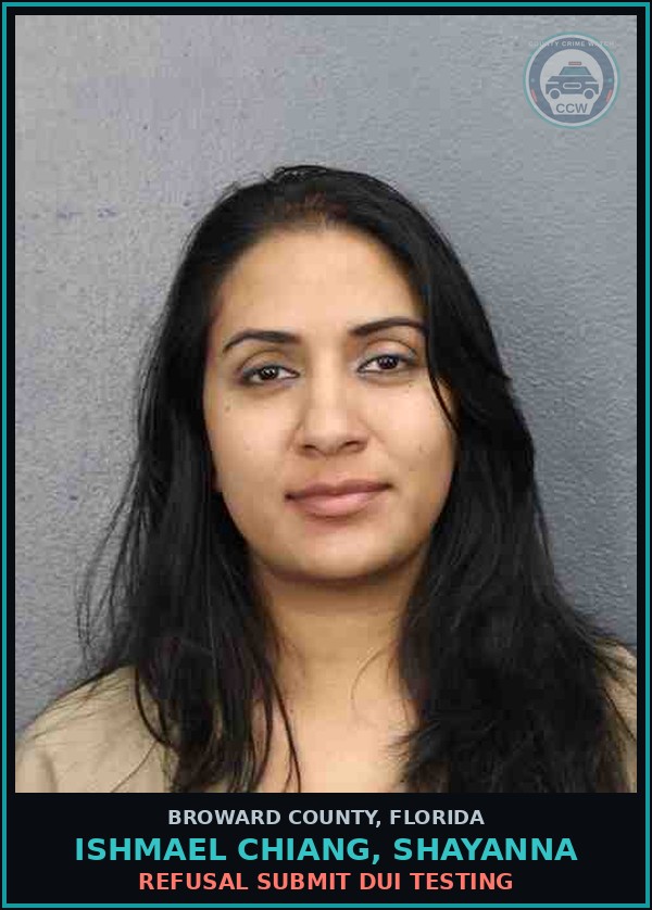 Booking mugshot of ISHMAEL CHIANG, SHAYANNA in Broward County