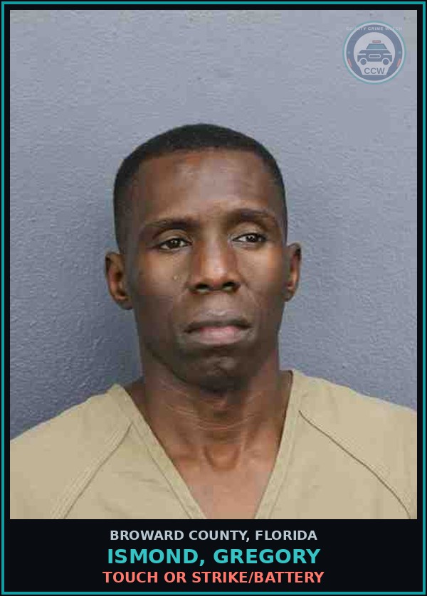 Booking mugshot of ISMOND, GREGORY in Broward County