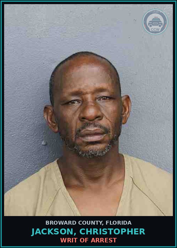 Booking mugshot of JACKSON, CHRISTOPHER in Broward County