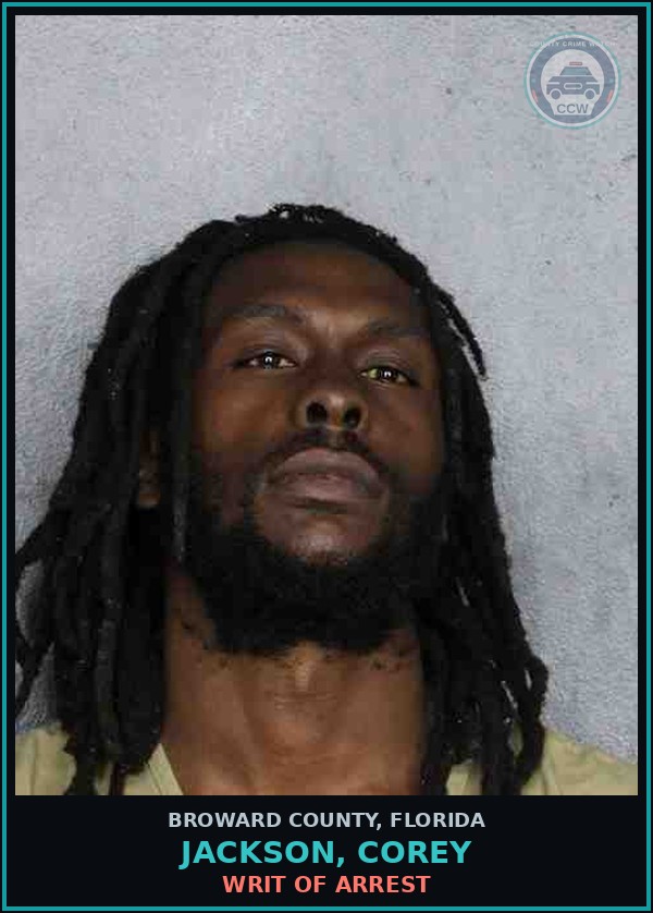 Booking mugshot of JACKSON, COREY in Broward County