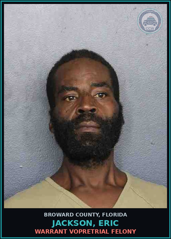 Booking mugshot of JACKSON, ERIC in Broward County