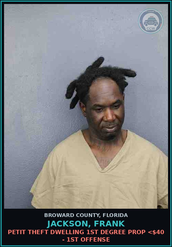 Booking mugshot of JACKSON, FRANK in Broward County