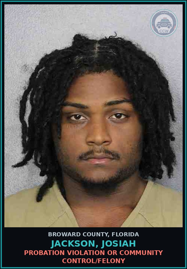 Booking mugshot of JACKSON, JOSIAH in Broward County