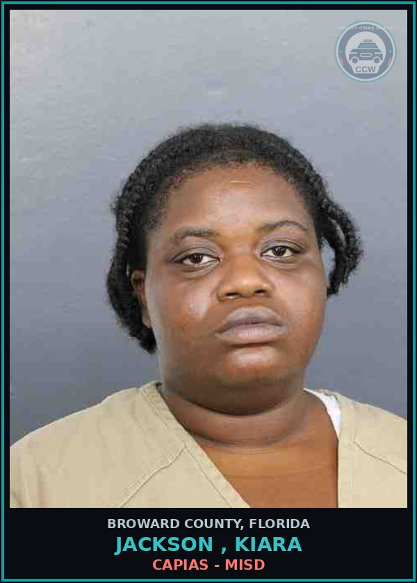 Booking mugshot of JACKSON , KIARA in Broward County