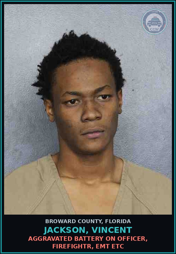 Booking mugshot of JACKSON, VINCENT in Broward County