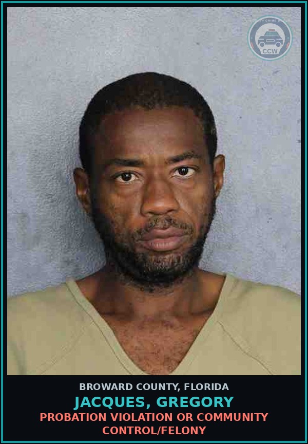 Booking mugshot of JACQUES, GREGORY in Broward County