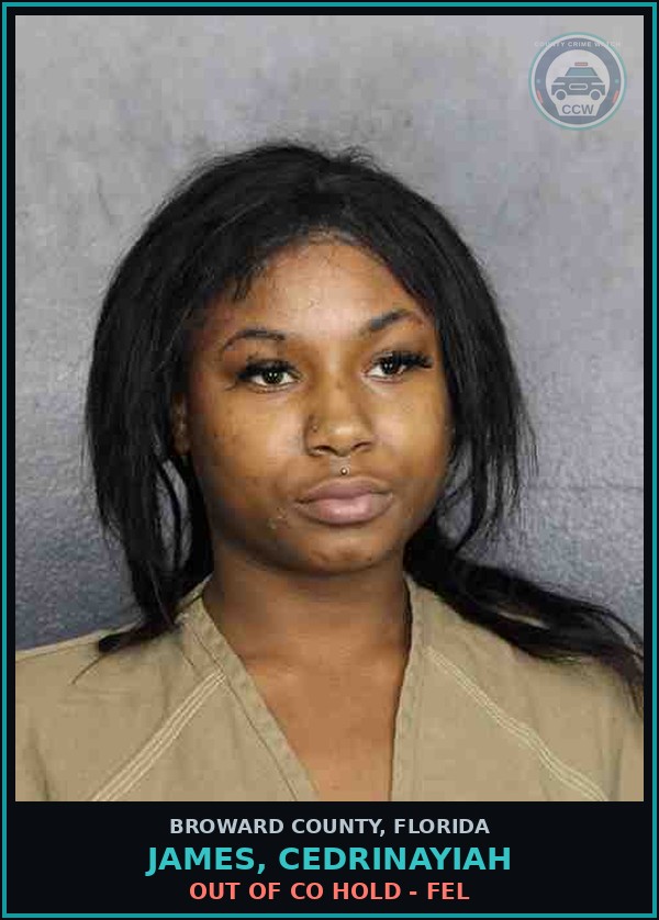 Booking mugshot of JAMES, CEDRINAYIAH in Broward County