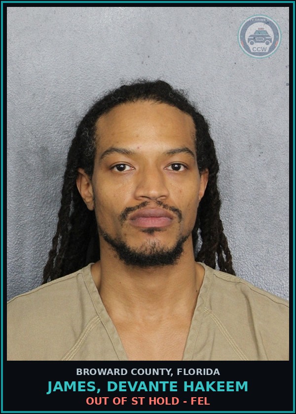 Booking mugshot of JAMES, DEVANTE HAKEEM in Broward County
