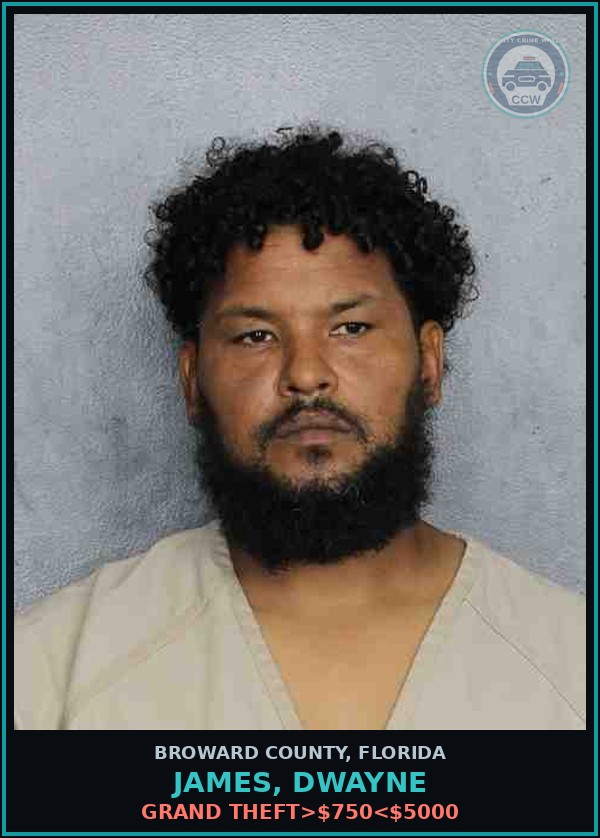 Booking mugshot of JAMES, DWAYNE in Broward County