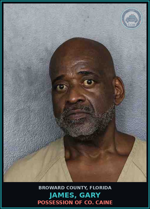 Booking mugshot of JAMES, GARY in Broward County