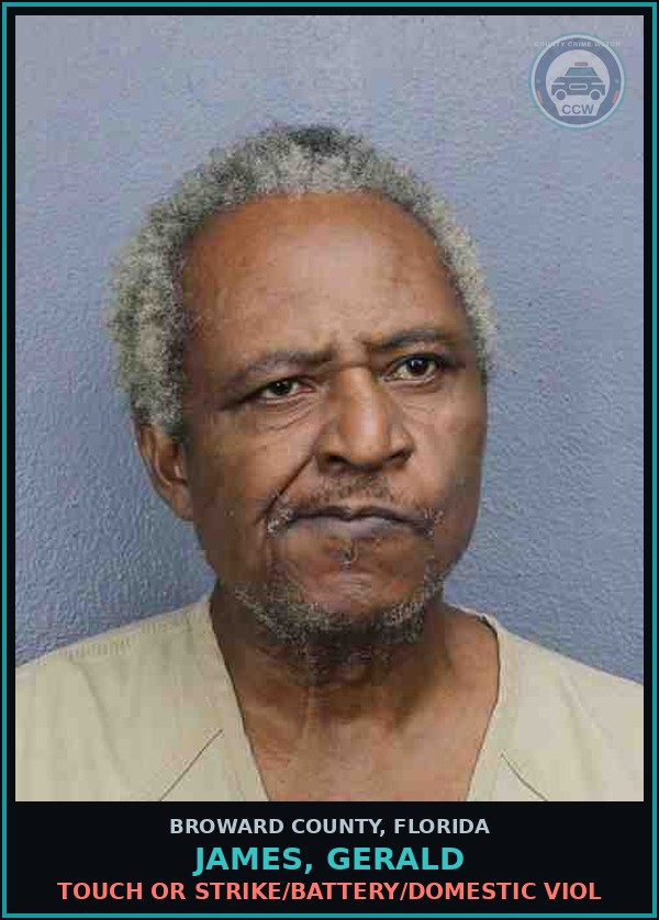 Booking mugshot of JAMES, GERALD in Broward County
