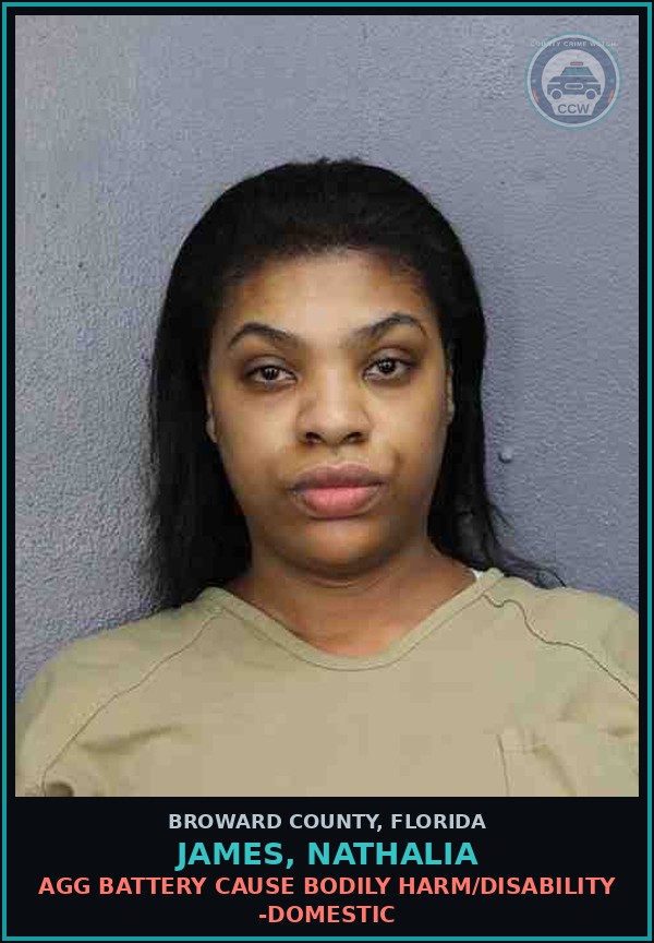 Booking mugshot of JAMES, NATHALIA in Broward County