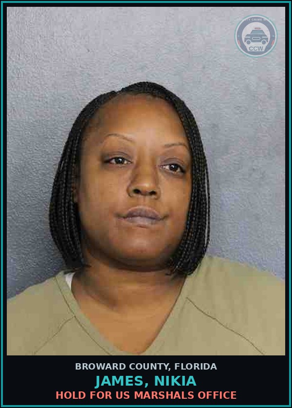Booking mugshot of JAMES, NIKIA in Broward County