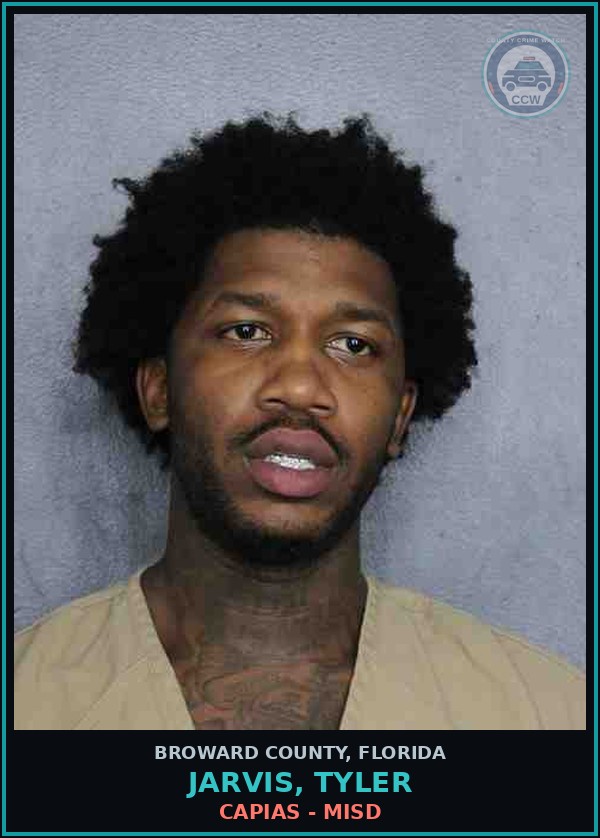 Booking mugshot of JARVIS, TYLER in Broward County