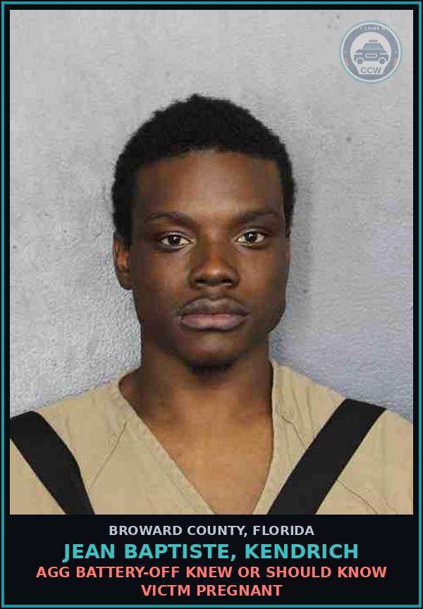 Booking mugshot of JEAN BAPTISTE, KENDRICH in Broward County