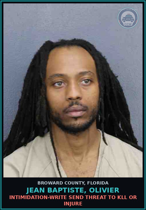 Booking mugshot of JEAN BAPTISTE, OLIVIER in Broward County