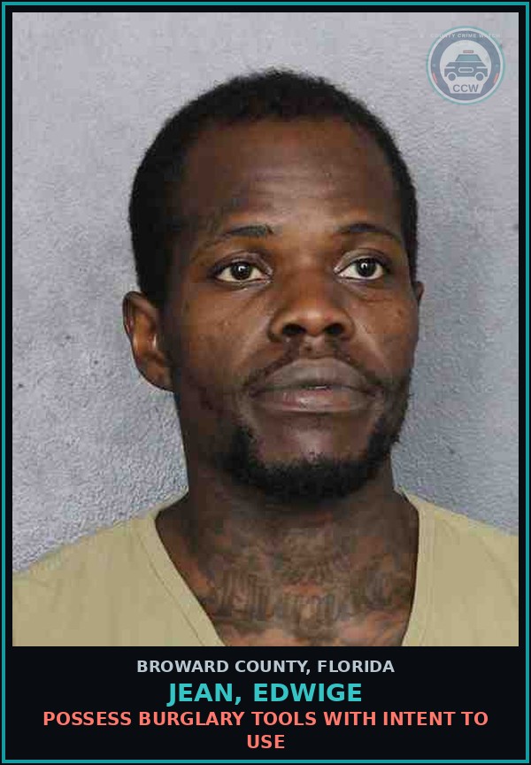 Booking mugshot of JEAN, EDWIGE in Broward County