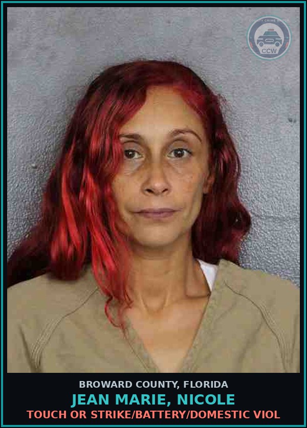Booking mugshot of JEAN MARIE, NICOLE in Broward County