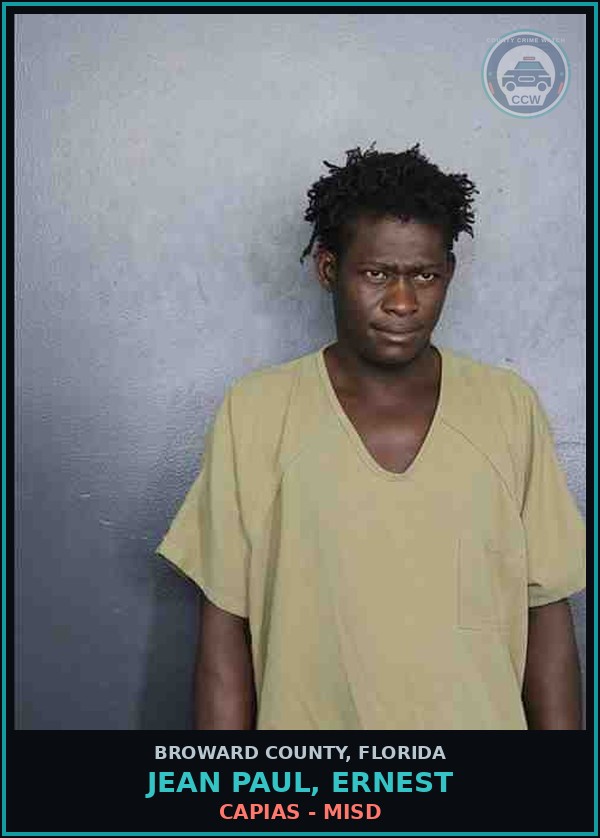 Booking mugshot of JEAN PAUL, ERNEST in Broward County