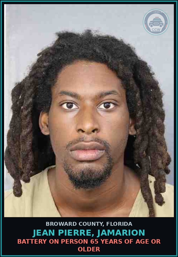 Booking mugshot of JEAN PIERRE, JAMARION in Broward County