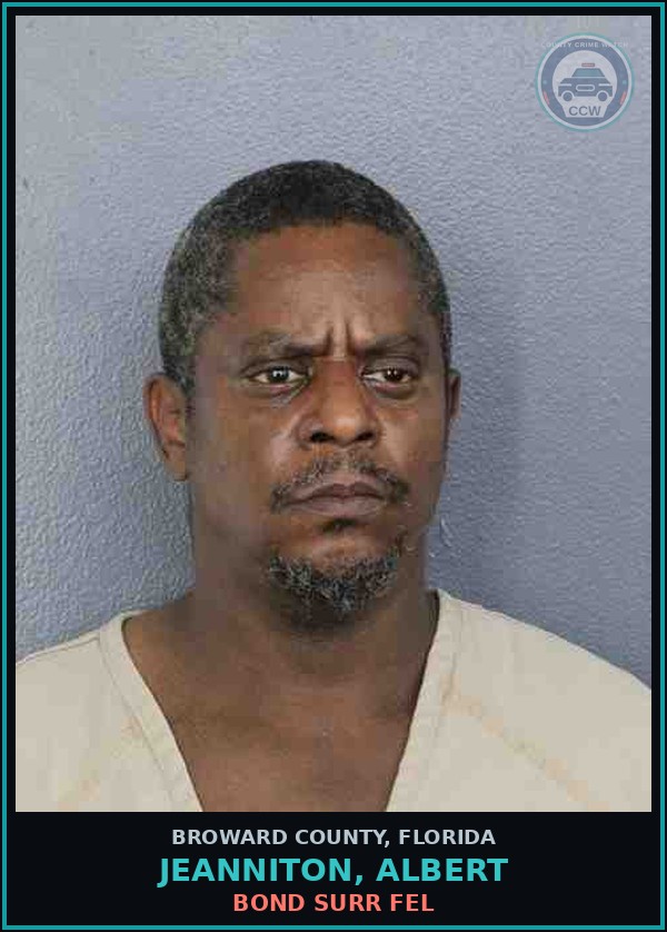 Booking mugshot of JEANNITON, ALBERT in Broward County