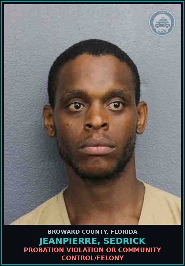 Booking mugshot of JEANPIERRE, SEDRICK in Broward County