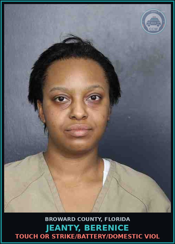 Booking mugshot of JEANTY, BERENICE in Broward County
