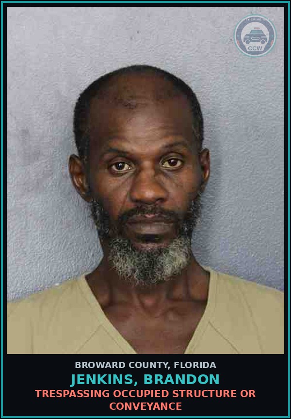 Booking mugshot of JENKINS, BRANDON in Broward County
