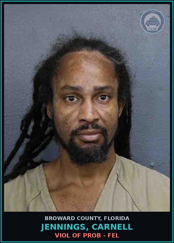 Booking mugshot of JENNINGS, CARNELL in Broward County