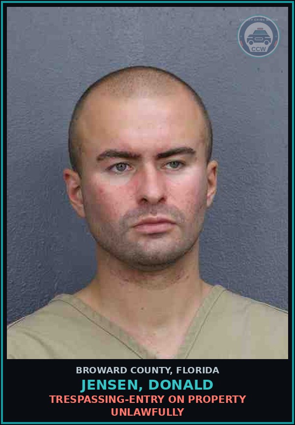 Booking mugshot of JENSEN, DONALD in Broward County