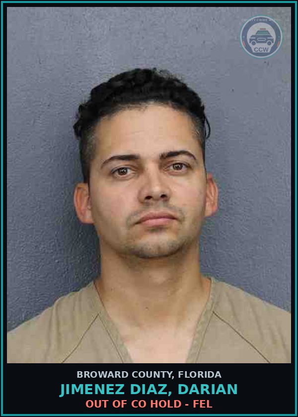 Booking mugshot of JIMENEZ DIAZ, DARIAN in Broward County
