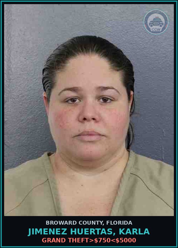 Booking mugshot of JIMENEZ HUERTAS, KARLA in Broward County