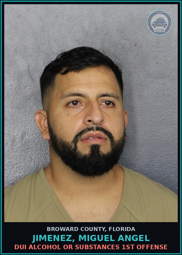 Booking mugshot of JIMENEZ, MIGUEL ANGEL in Broward County