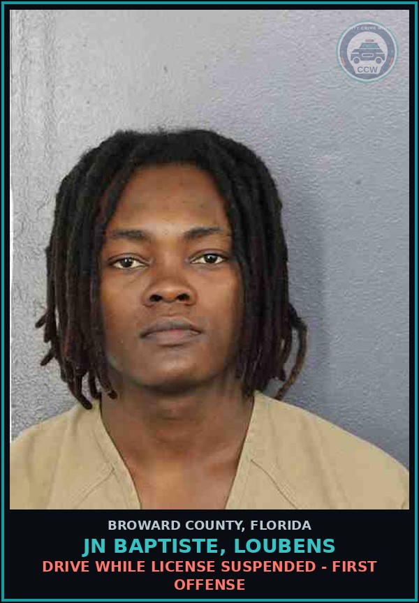 Booking mugshot of JN BAPTISTE, LOUBENS in Broward County
