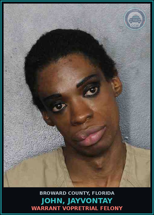 Booking mugshot of JOHN, JAYVONTAY in Broward County