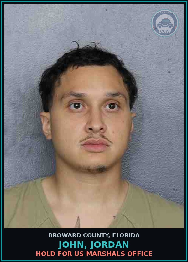Booking mugshot of JOHN, JORDAN in Broward County