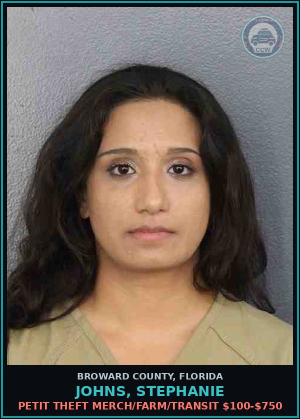 Booking mugshot of JOHNS, STEPHANIE in Broward County