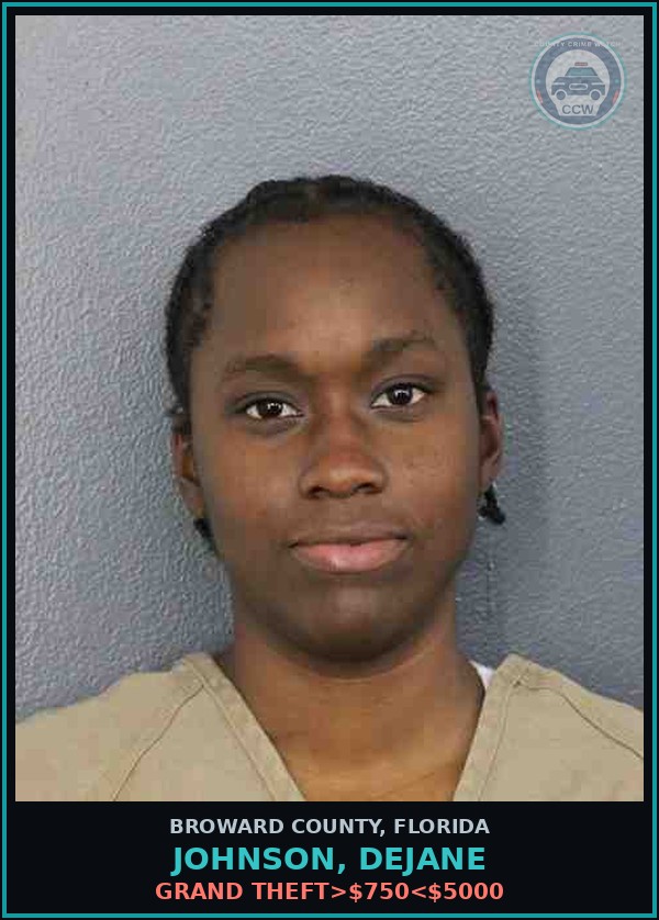 Booking mugshot of JOHNSON, DEJANE in Broward County