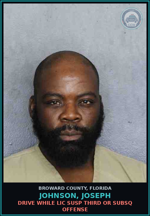 Booking mugshot of JOHNSON, JOSEPH in Broward County