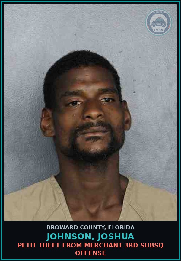 Booking mugshot of JOHNSON, JOSHUA in Broward County