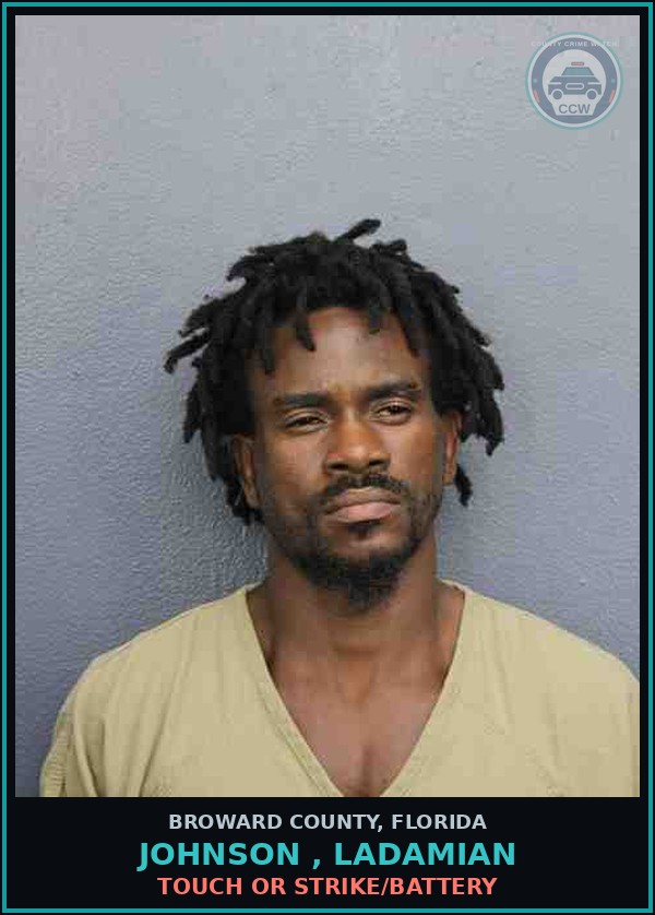 Booking mugshot of JOHNSON , LADAMIAN in Broward County