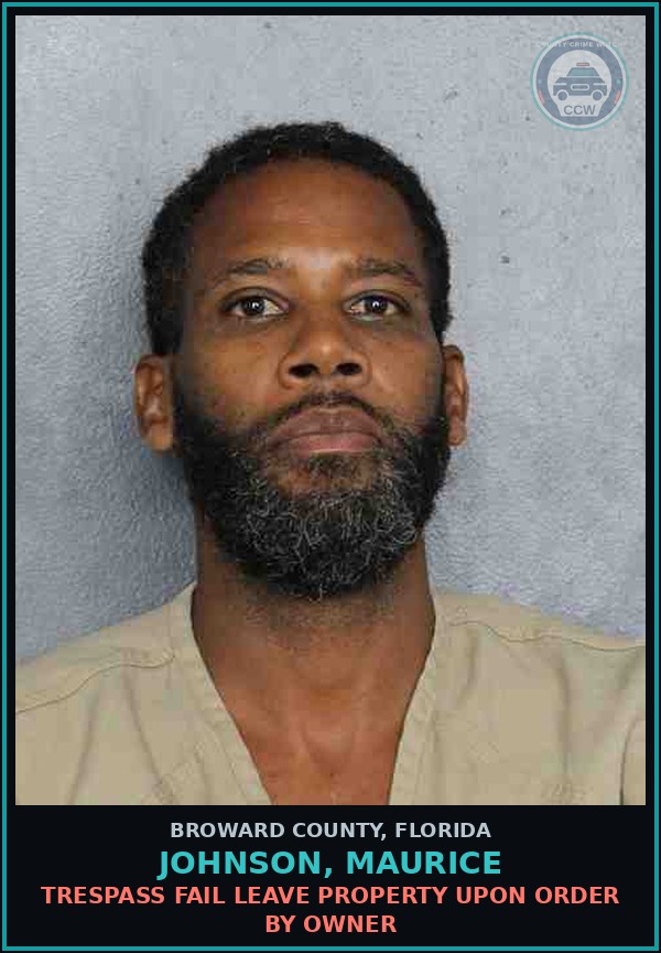Booking mugshot of JOHNSON, MAURICE in Broward County