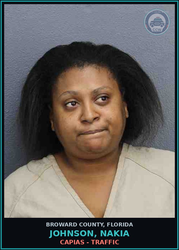 Booking mugshot of JOHNSON, NAKIA in Broward County