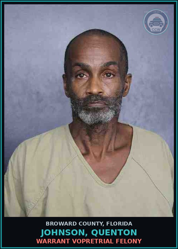 Booking mugshot of JOHNSON, QUENTON in Broward County