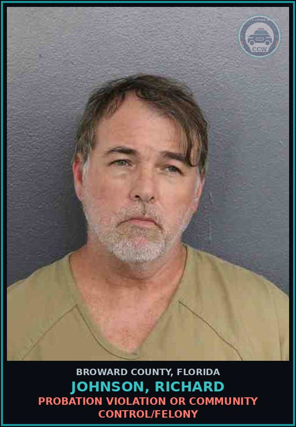 Booking mugshot of JOHNSON, RICHARD in Broward County